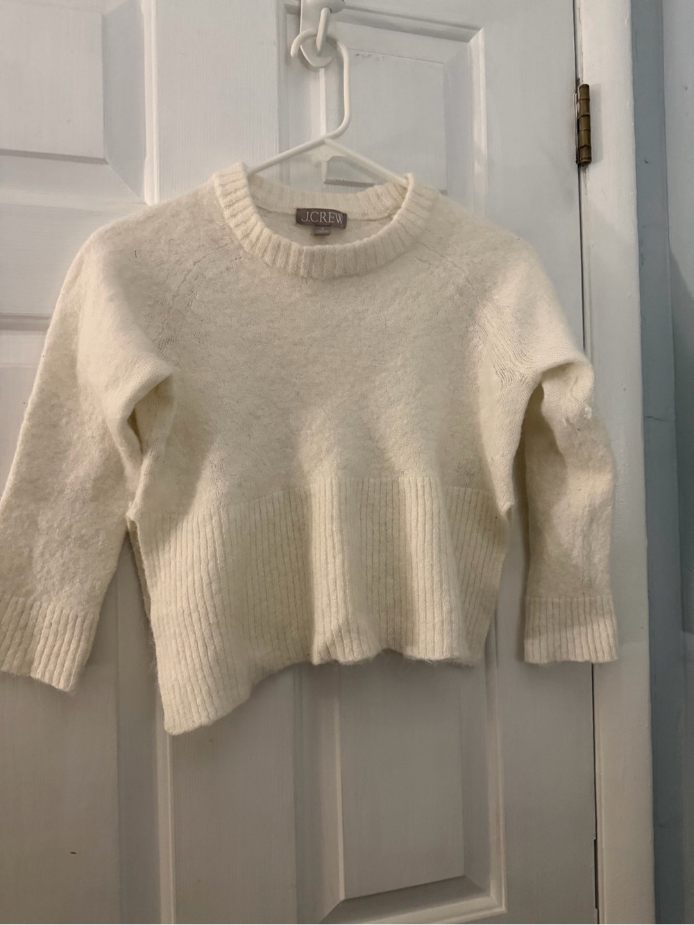 J.Crew Ivory Alpaca Wool Blend Cropped Sweater Size M